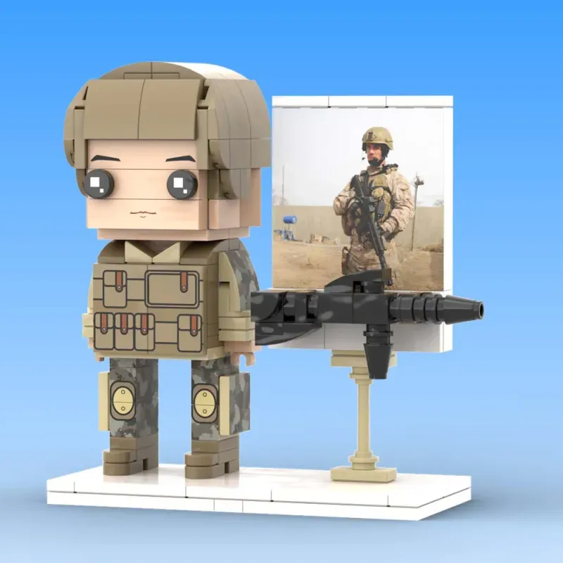 Full Body Customized 1 Person Brick Figures with Photo Soldier Theme Gift Birthday Gift Valentines Gift Father's Day Gift