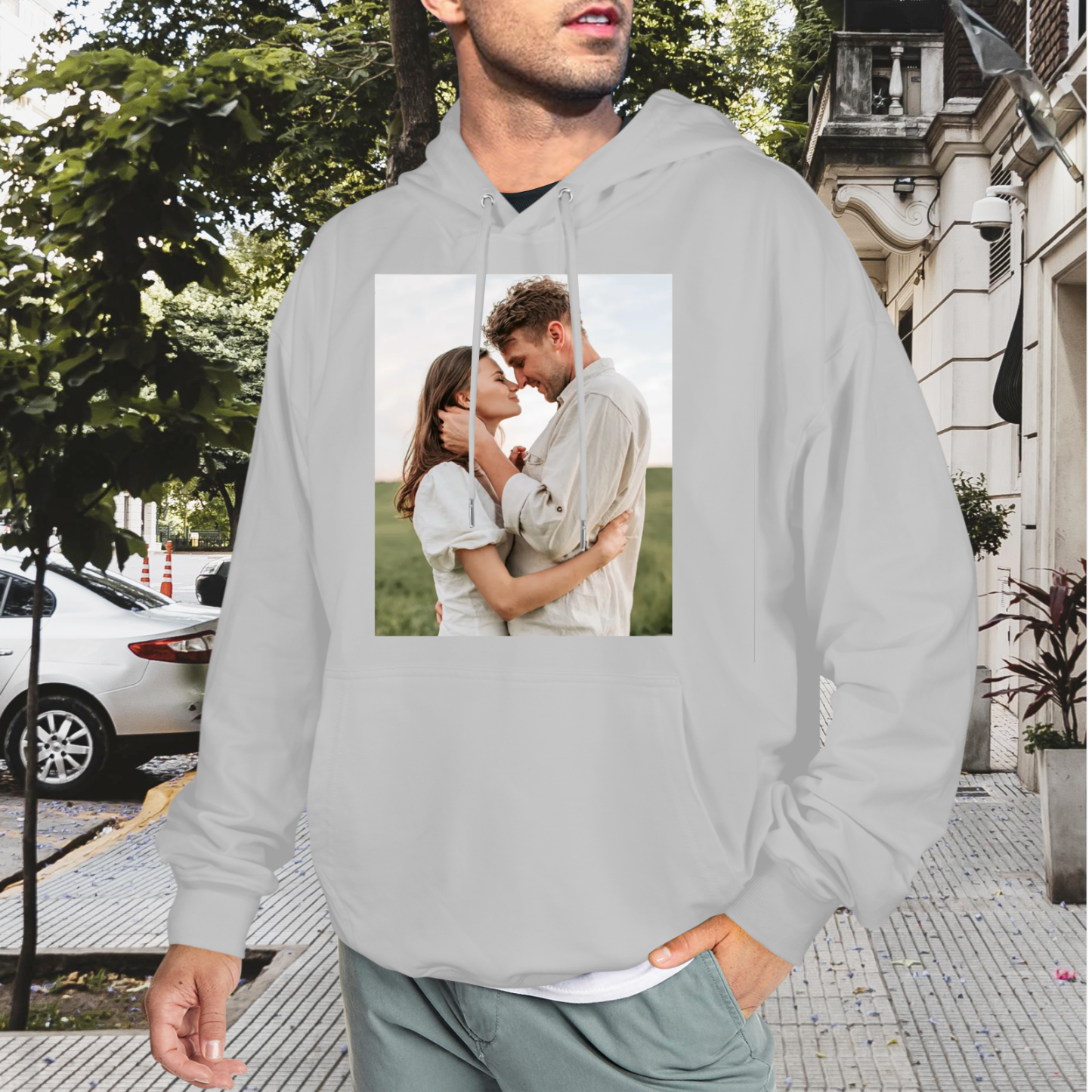 Custom Men's Pullover Hoodie – Personalized Front Print Hoodie with Kangaroo Pocket
