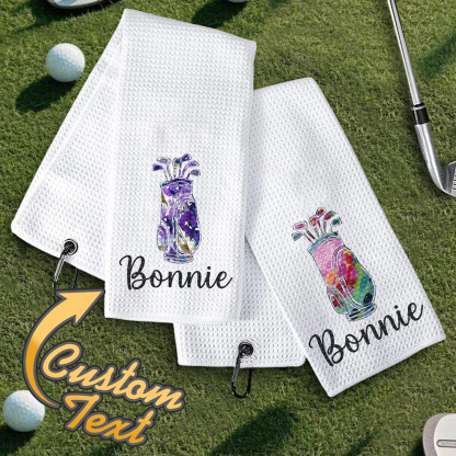 Personalized Golf Towel with Hanging Clip Golfing Clubs Golf Towel Gift for Golf Lovers