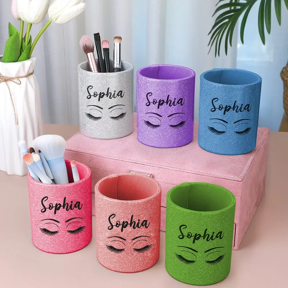 Personalized Glitter Color Make Up Brush Holder with Name Birthday Anniversary Gift for Women