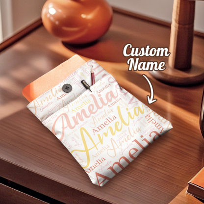 Personalized Name Book Cover with Pocket Book Cover Protector Gift for Book Lover