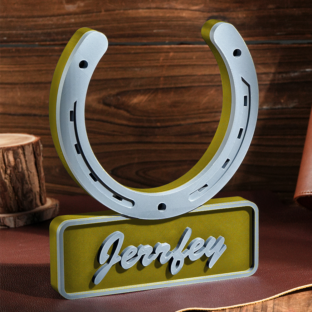 Personalized 3D Horseshoe-shaped Stable Door Name Plate Gift for Horse Lovers Farmers