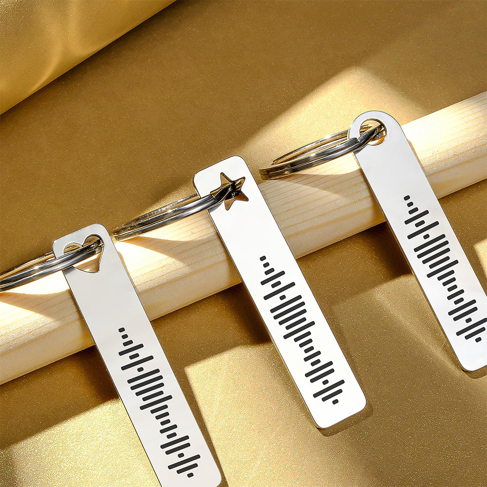 Custom Music Code Keychain Engraved 3D Bar Keyring