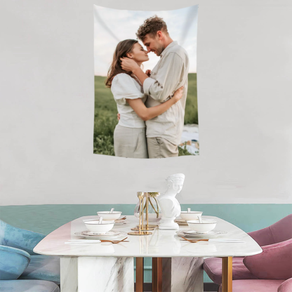 Custom Vertical Linen-Feel Tapestry Wall Hanging Printed Blanket – Single-Sided Personalized Throw for Home or Gift