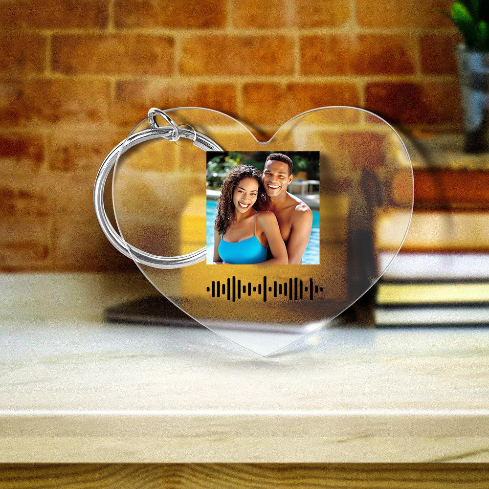 Custom Printed Photo Scannable Code Clear Acrylic Music Keychain