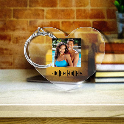 Custom Printed Photo Scannable Code Clear Acrylic Music Keychain