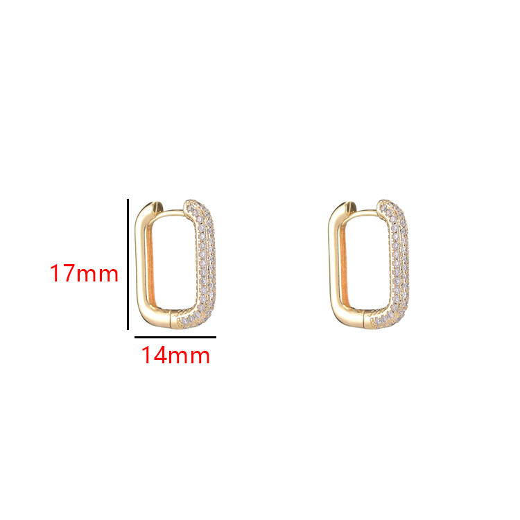 Geometric Rectangle Earrings Zircon Ear Buckle