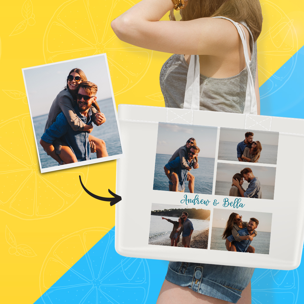 Personalized Double-Sided Tote Bag for Weddings Without Zipper