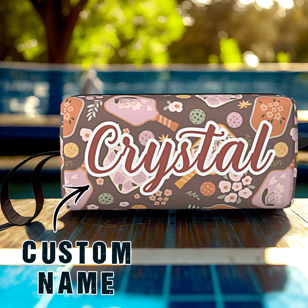 Personalized Pickleball Ball Pouch with Name Retro Flower Pouch Gift for Sports Lover