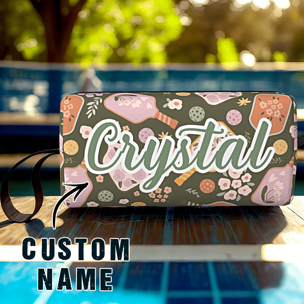 Personalized Pickleball Ball Pouch with Name Retro Flower Pouch Gift for Sports Lover