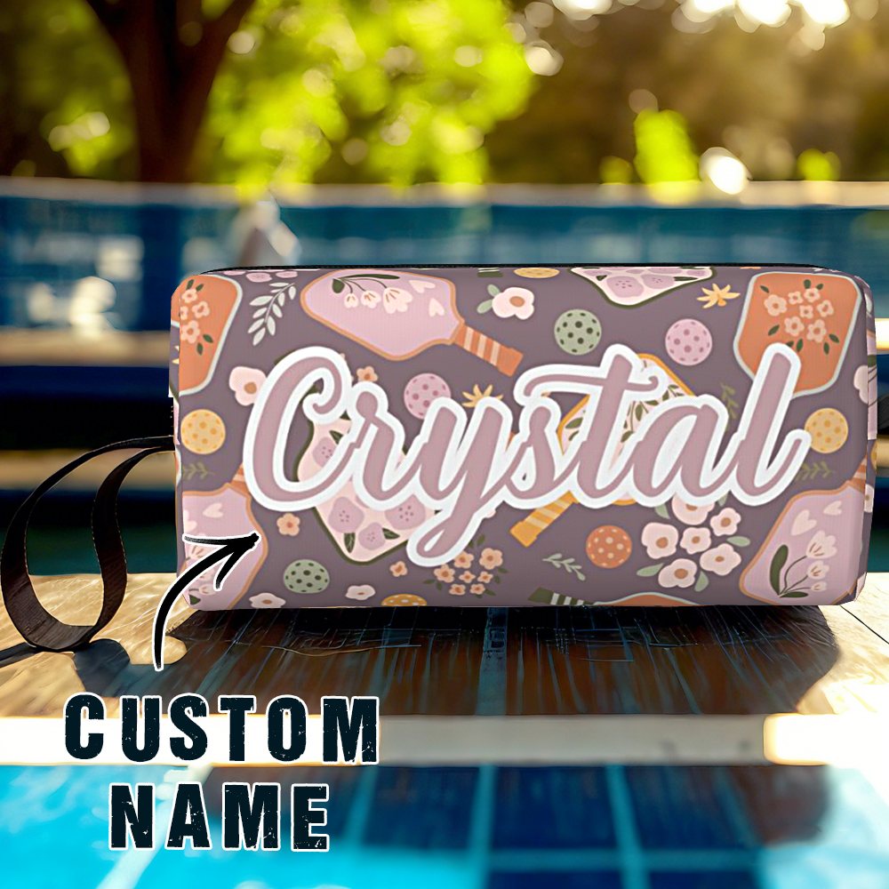 Personalized Pickleball Ball Pouch with Name Retro Flower Pouch Gift for Sports Lover