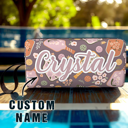 Personalized Pickleball Ball Pouch with Name Retro Flower Pouch Gift for Sports Lover