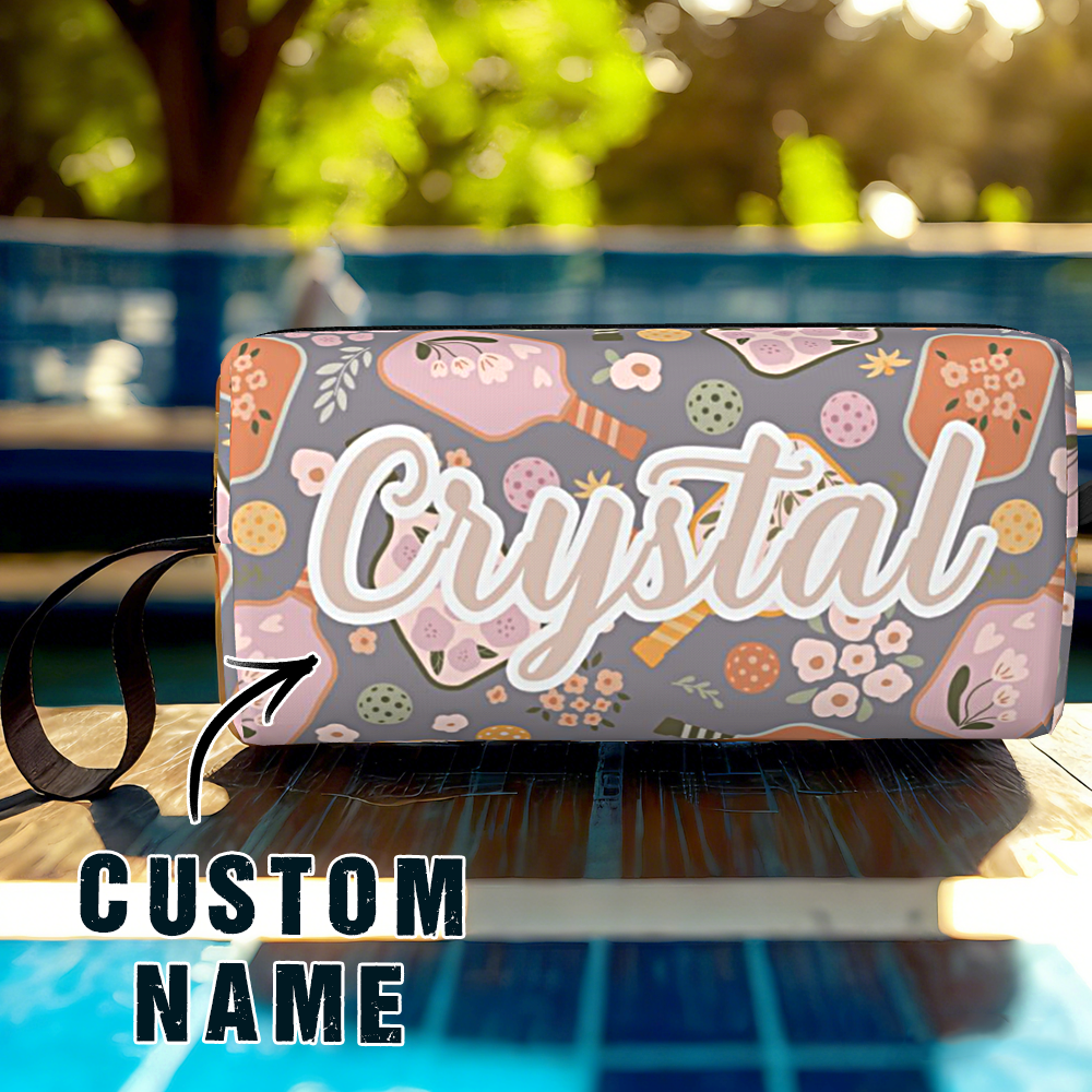 Personalized Pickleball Ball Pouch with Name Retro Flower Pouch Gift for Sports Lover