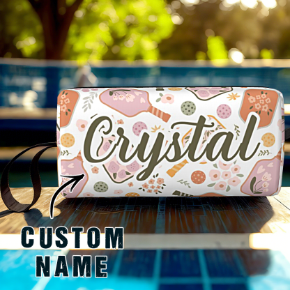 Personalized Pickleball Ball Pouch with Name Retro Flower Pouch Gift for Sports Lover