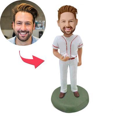 Baseball Catcher In the Ballpark Custom Bobblehead With Engraved Text