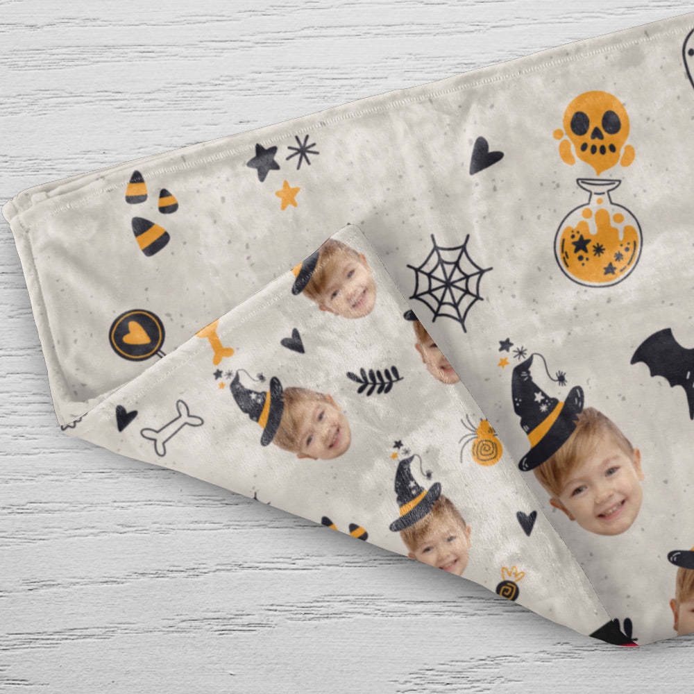 Halloween Gifts Custom Face Blanket Personalized Photo Blanket Halloween Decorative Blanket