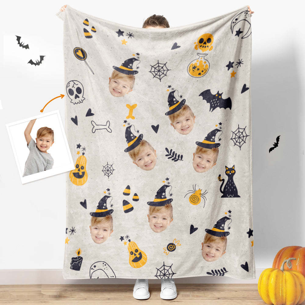 Halloween Gifts Custom Face Blanket Personalized Photo Blanket Halloween Decorative Blanket