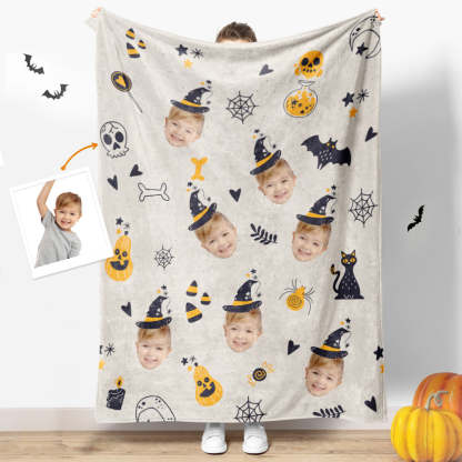 Halloween Gifts Custom Face Blanket Personalized Photo Blanket Halloween Decorative Blanket