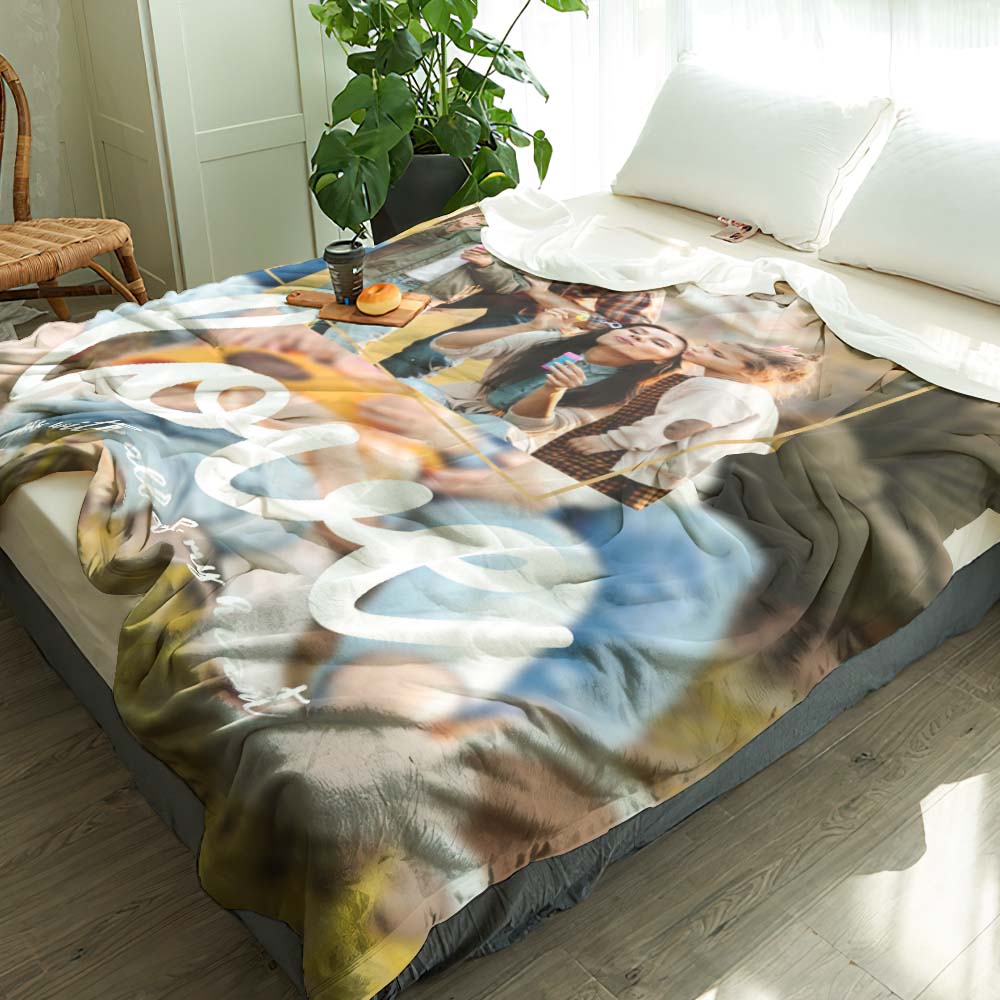 Csutom Photo Blanet Bokeh Photo Background Blanket Personalized Picture Blanket Gifts for Family