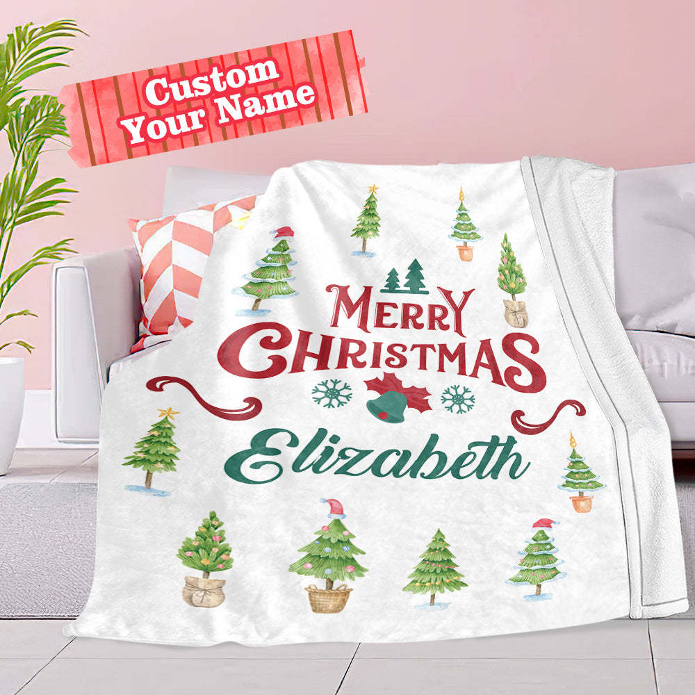 Christmas Blanket Personalized Name Blanket for Her Merry Christmas Gift