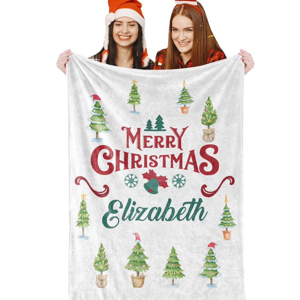 Christmas Blanket Personalized Name Blanket for Her Merry Christmas Gift