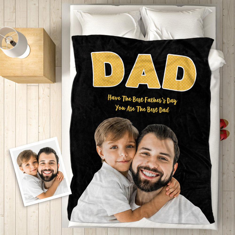 Custom Photo Blanket Portrait Photo Blanket Gifts for Dad