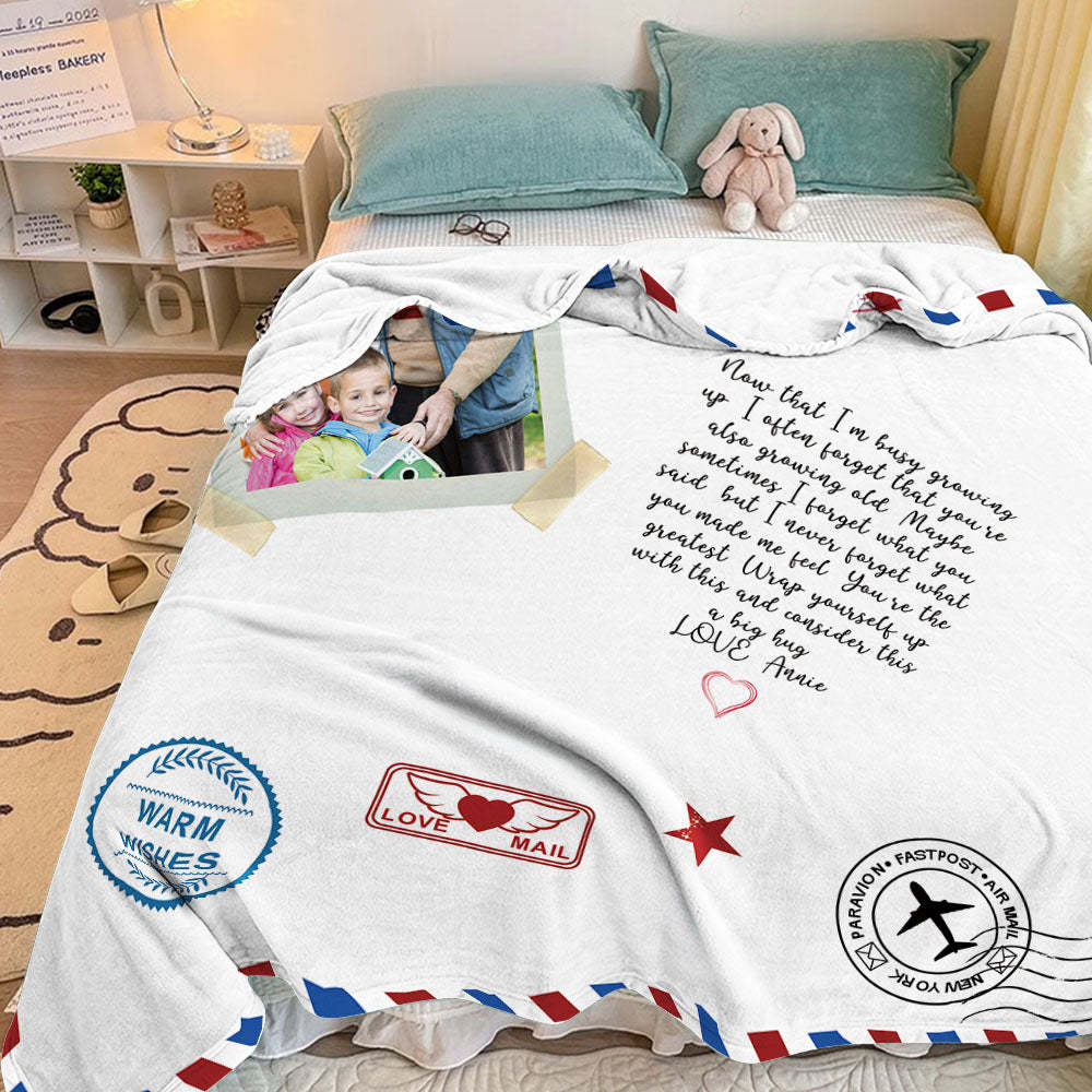 Personalized Photo Letter Blanket To Your Family Members or Friends 1 - 9 Photos Custom Message