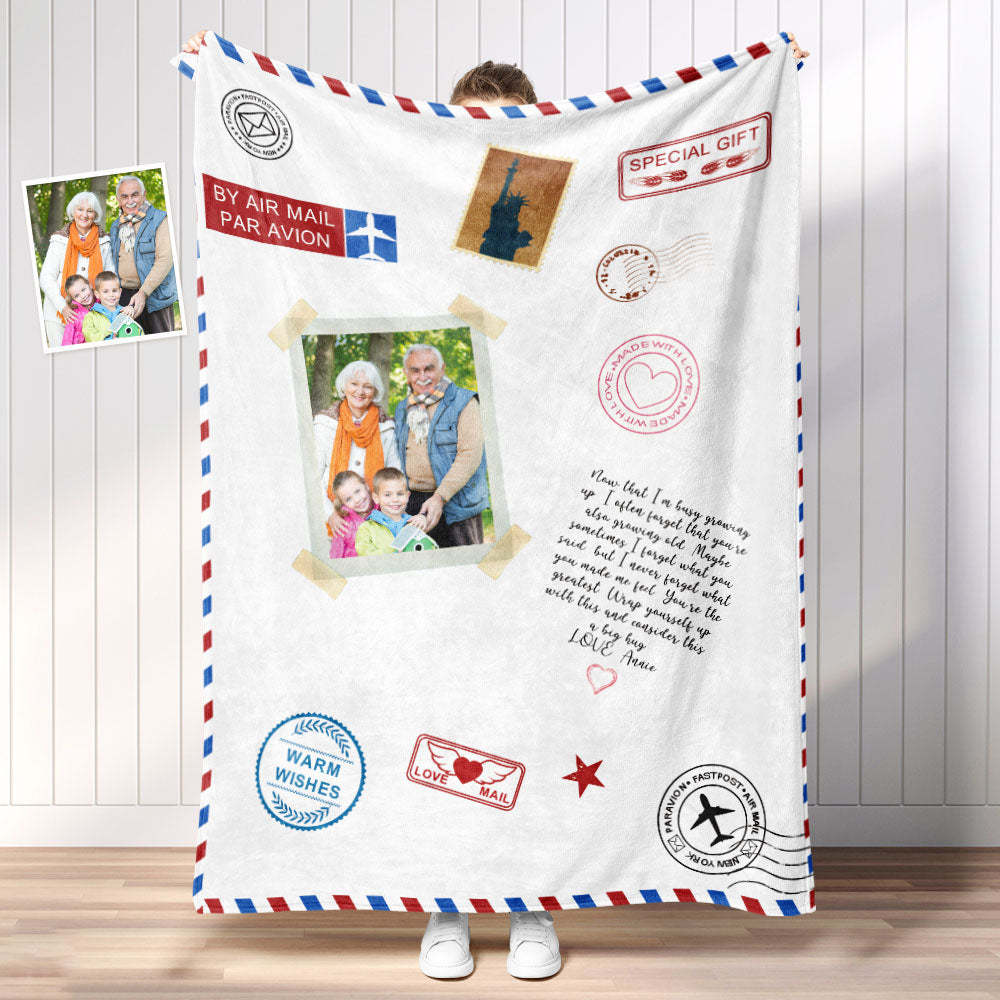 Personalized Photo Letter Blanket To Your Family Members or Friends 1 - 9 Photos Custom Message