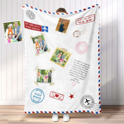 Personalized Photo Letter Blanket To Your Family Members or Friends 1 - 9 Photos Custom Message