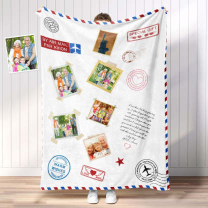Personalized Photo Letter Blanket To Your Family Members or Friends 1 - 9 Photos Custom Message