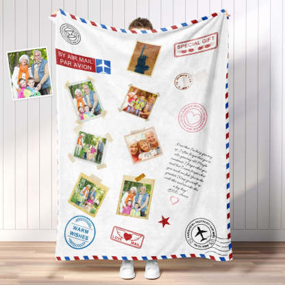 Personalized Photo Letter Blanket To Your Family Members or Friends 1 - 9 Photos Custom Message