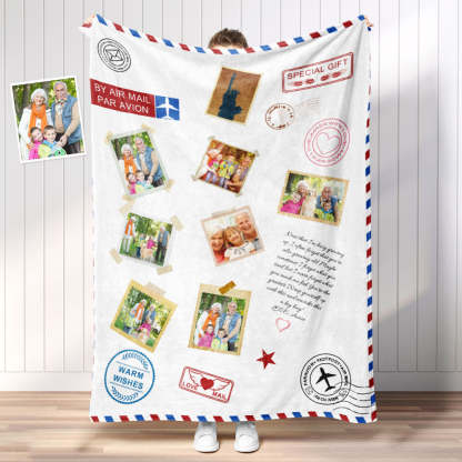 Personalized Photo Letter Blanket To Your Family Members or Friends 1 - 9 Photos Custom Message