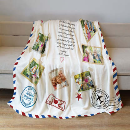Personalized Photo Letter Blanket To Your Family Members or Friends 1 - 9 Photos Custom Message