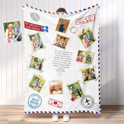 Personalized Photo Letter Blanket To Your Family Members or Friends 1 - 9 Photos Custom Message