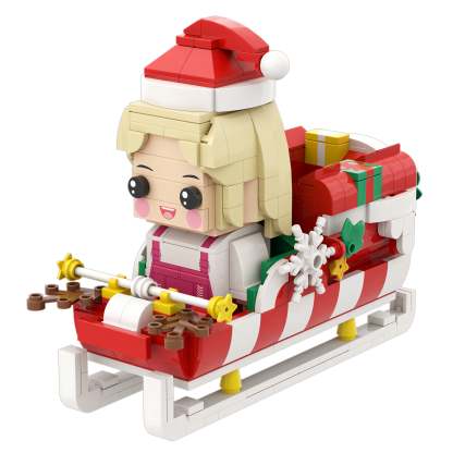 Custom Christmas Brick Figures Pen Holder Personalized Brick Figures and Pen Holder Custom Brick Figure with Santa's Sleigh