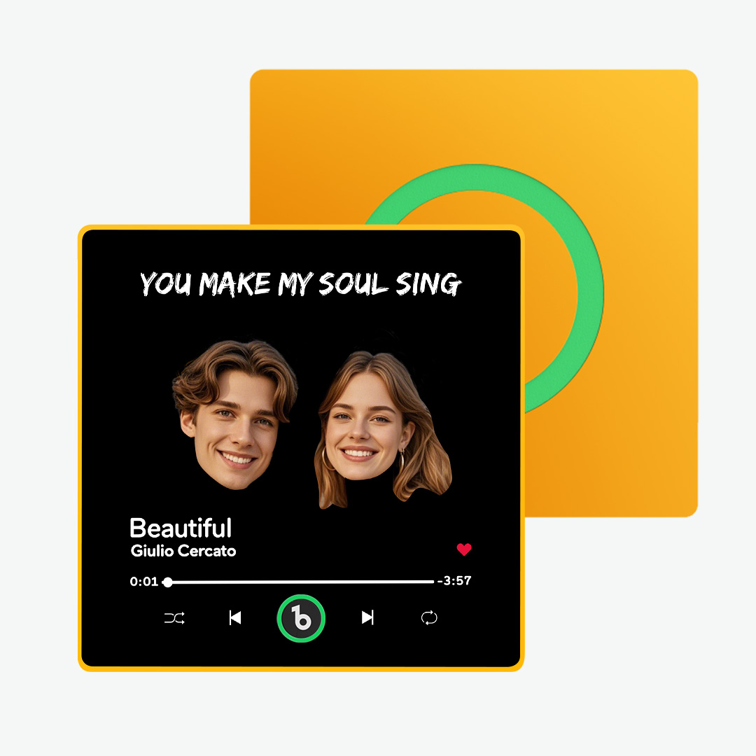 FridgeBeats Framed Custom Music Fridge Magnet Custom Face Text Fridge Magnet Album Fridge Magnet Music Wall Photo Sticker Gift for Couple