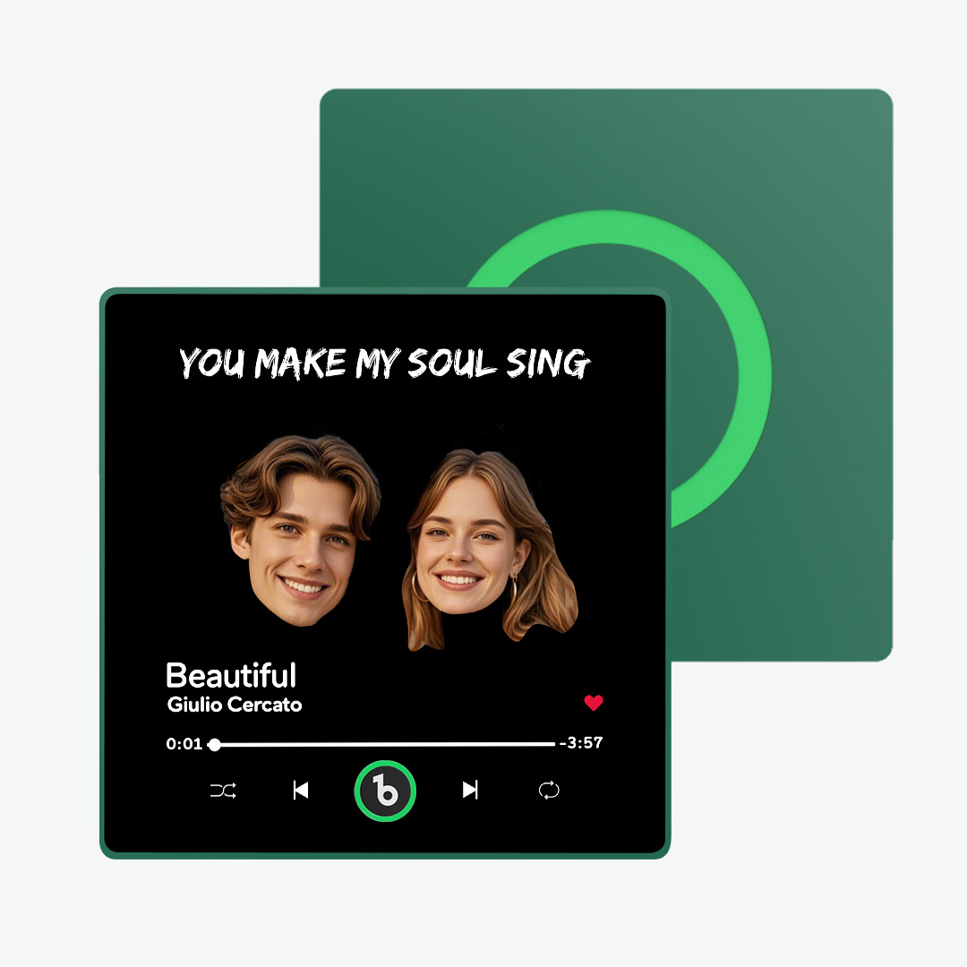 FridgeBeats Framed Custom Music Fridge Magnet Custom Face Text Fridge Magnet Album Fridge Magnet Music Wall Photo Sticker Gift for Couple