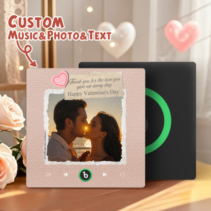 FridgeBeats Frameless Custom Photo Text with Heart Music Fridge Magnet Sticker Special for Valentine's Day New 4.0 Upgrade