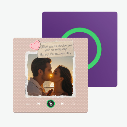 FridgeBeats Frameless Custom Photo Text with Heart Music Fridge Magnet Sticker Special for Valentine's Day New 4.0 Upgrade