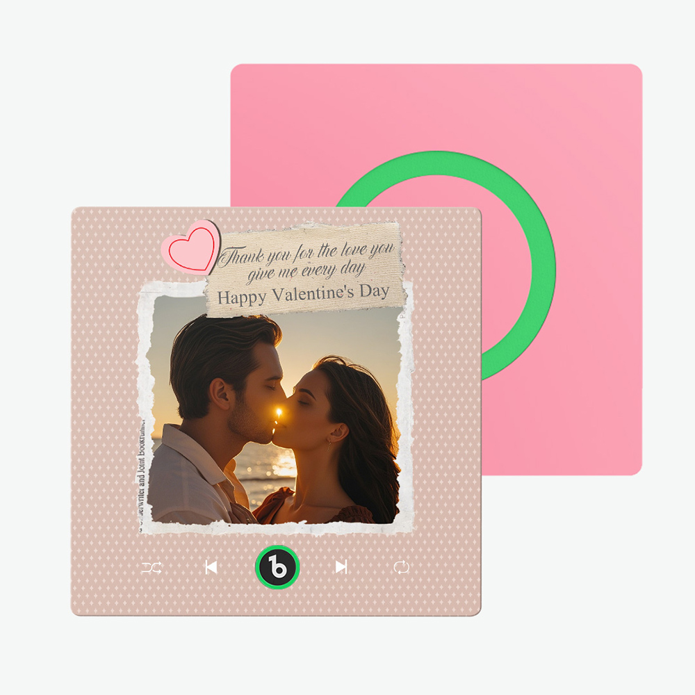 FridgeBeats Frameless Custom Photo Text with Heart Music Fridge Magnet Sticker Special for Valentine's Day New 4.0 Upgrade