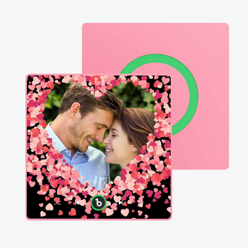 FridgeBeats Framed Custom Heart-shaped Photo Music Fridge Magnet Special for Valentine's Day New 4.0 Upgrade Colorful Frame Fridge Sticker