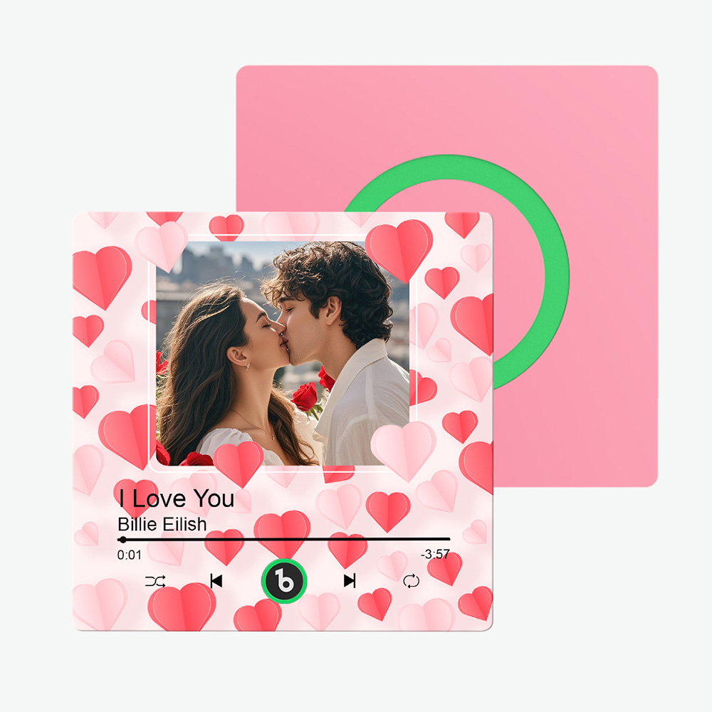 FridgeBeats Frameless Custom Photo with Hearts Music Fridge Magnet Sticker Special for Valentine's Day New 4.0 Upgrade