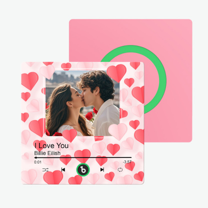 FridgeBeats Frameless Custom Photo with Hearts Music Fridge Magnet Sticker Special for Valentine's Day New 4.0 Upgrade