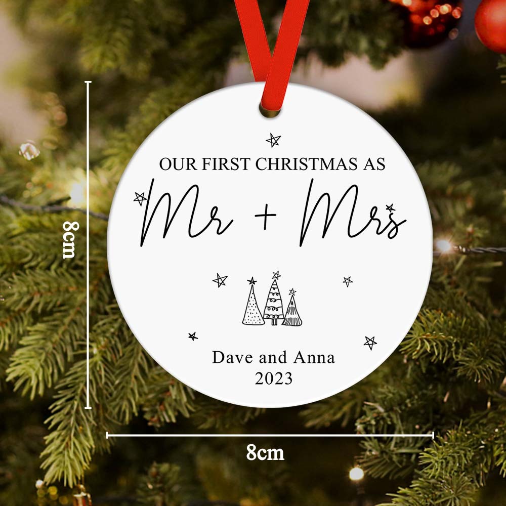 First Christmas As Mr and Mrs Custom Name Ornament 2023 Christmas Gift