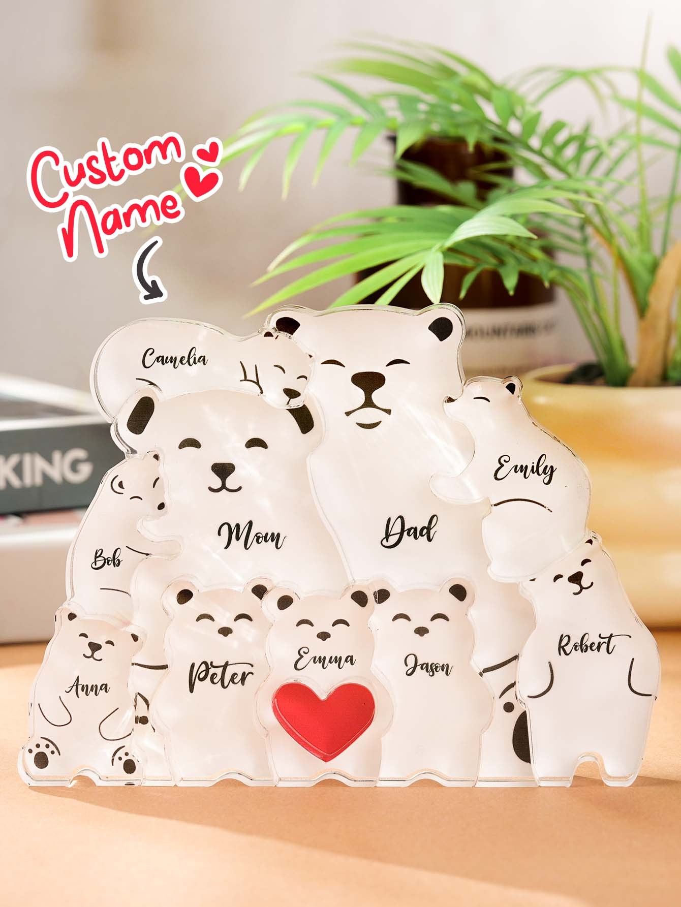 Personalized Bear Puzzle Custom Family Member Names Puzzle Gift for Mother