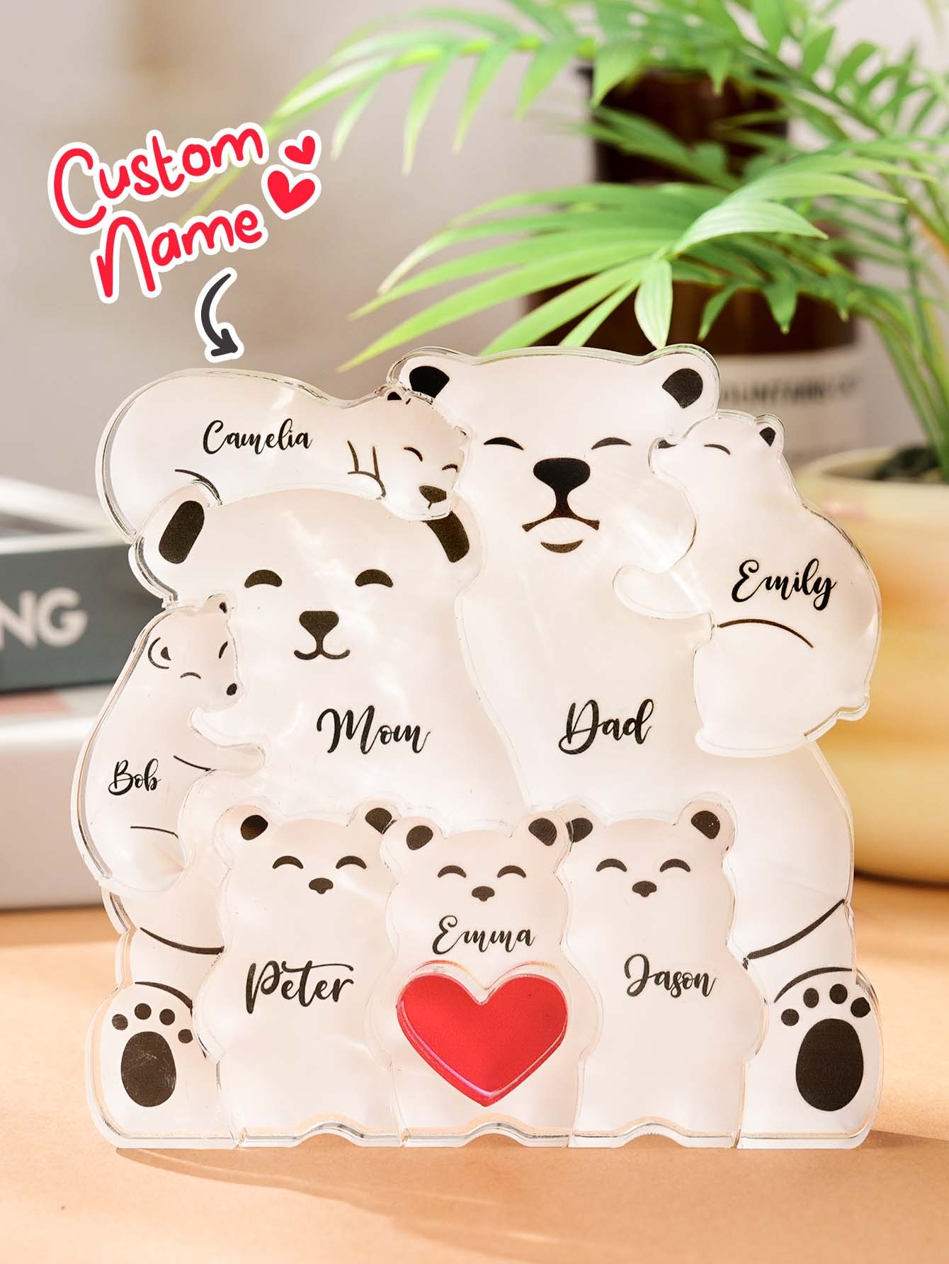Personalized Bear Puzzle Custom Family Member Names Puzzle Gift for Mother
