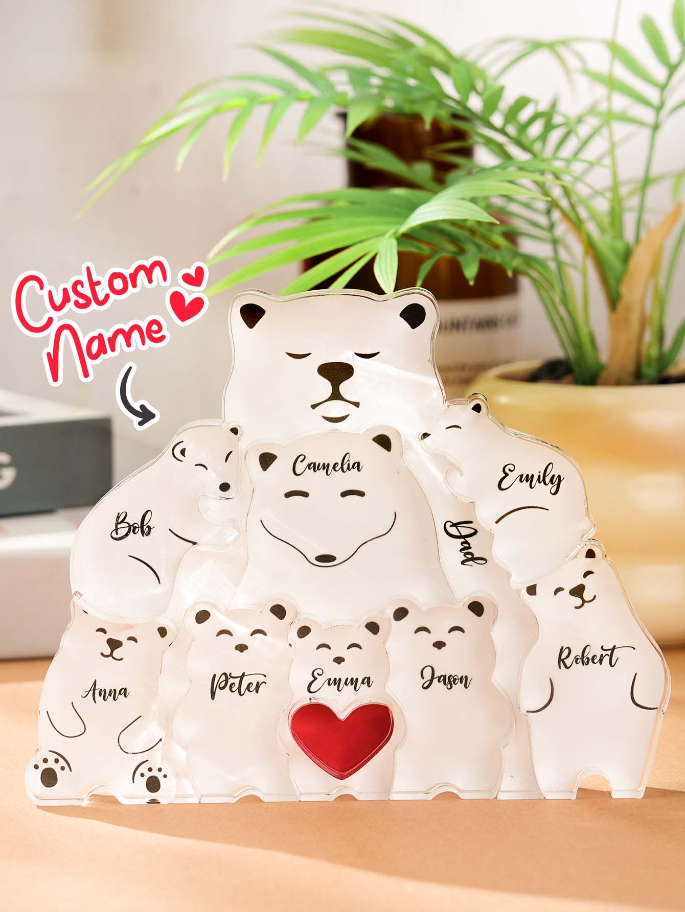 Personalized Bear Puzzle Single Parent Bears Family Block Puzzle Gifts for Mother Father