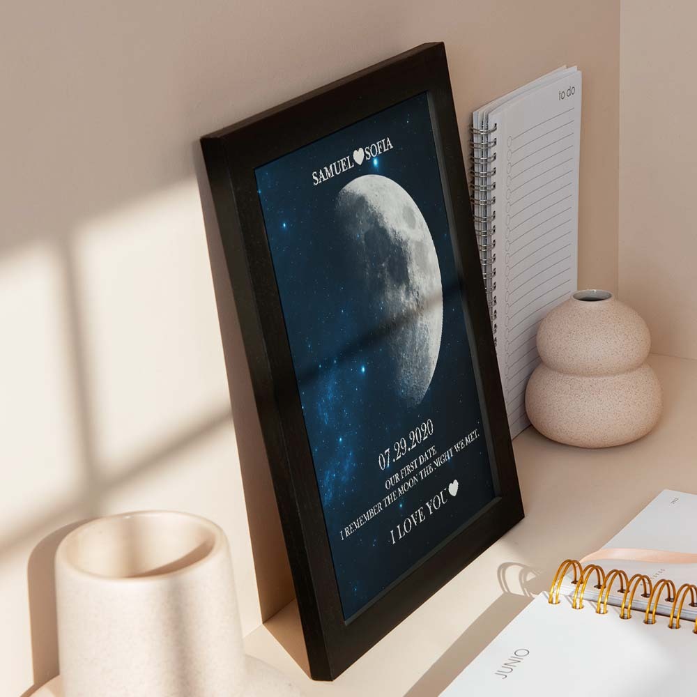 Custom Moon Phase Print Frame Anniversary Gifts for Her