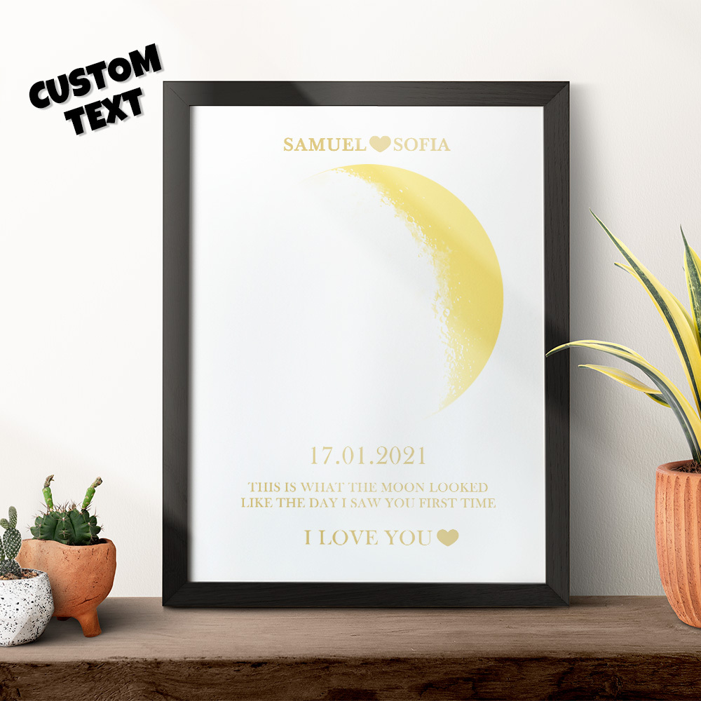 Custom Moon Phase Gold Print Frame Gifts for Birthday and Anniversary