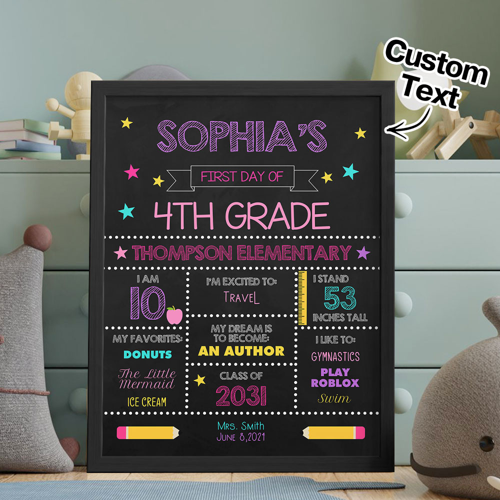 Personalized Back to School Sign First Day of School Sign Gift